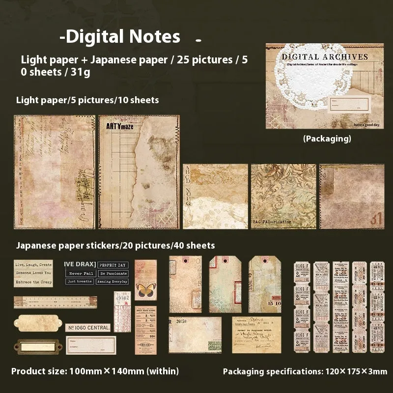 Retro-style paper brick notebook and decorative card set in green plant cover colour option