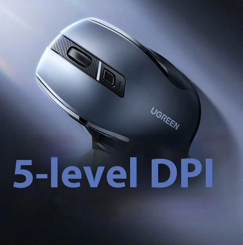 Black wireless Bluetooth and 2.4G dual-mode ergonomic laptop office mouse with side silicone finger rest