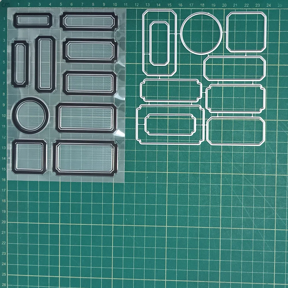 Contour label silicone transparent stamp with metal base and European geometric pattern in colour LG24-7108