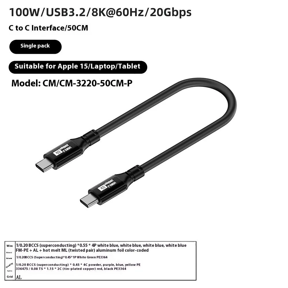 Black 15 series C to C HDMI cable with Type-C connectors, 8K support