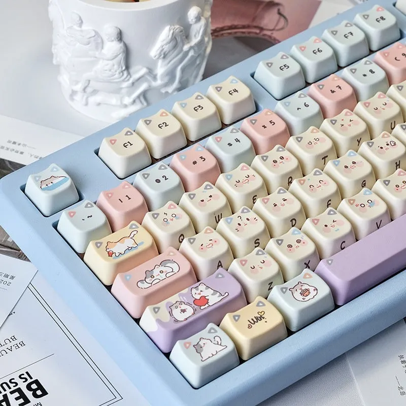 Cat MAO five-sided sublimation PBT custom mechanical keyboard keycaps set in Peekaboo MAO colour