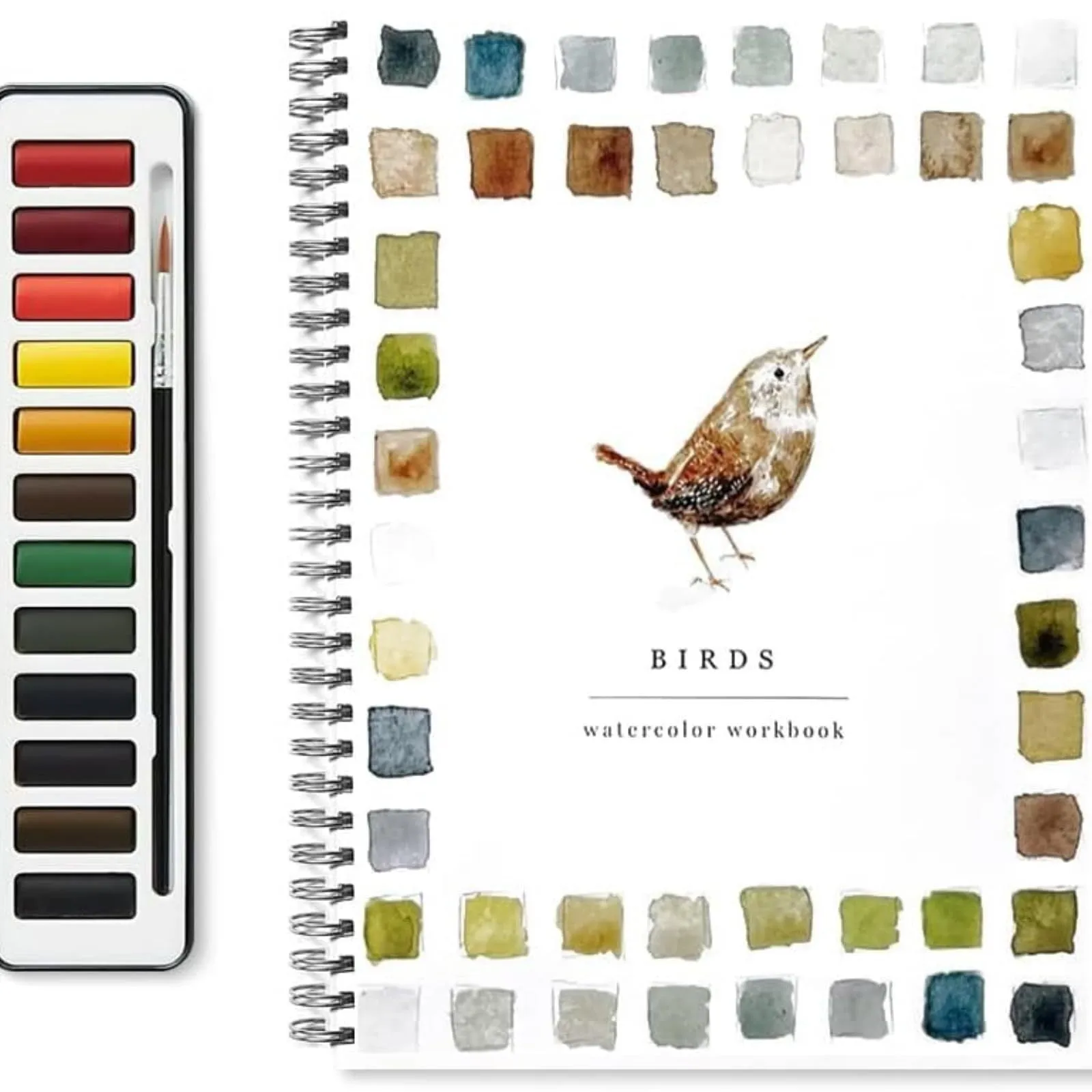 Portable watercolour exercise book with birds theme, 23x16.5cm paper pad for beginners