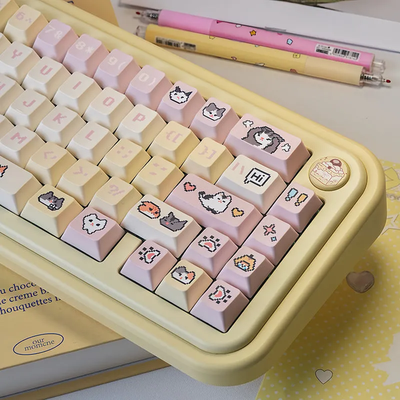Set of PBT dye-sublimation pixel keycaps in Hakimi design, 32x20x12mm, in blister inner box packaging