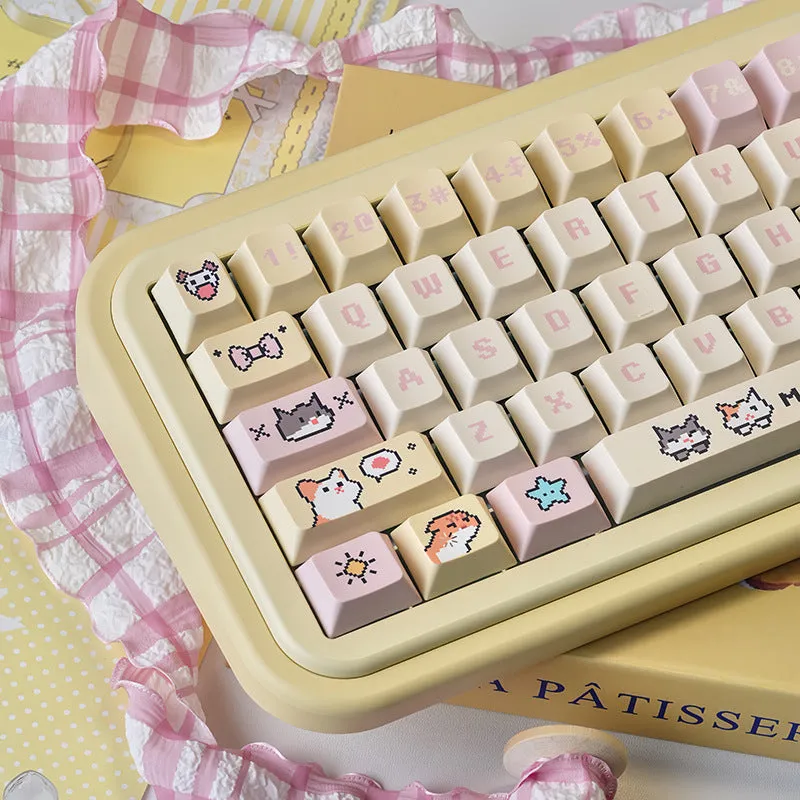 Set of PBT dye-sublimation pixel keycaps in Hakimi design, 32x20x12mm, in blister inner box packaging