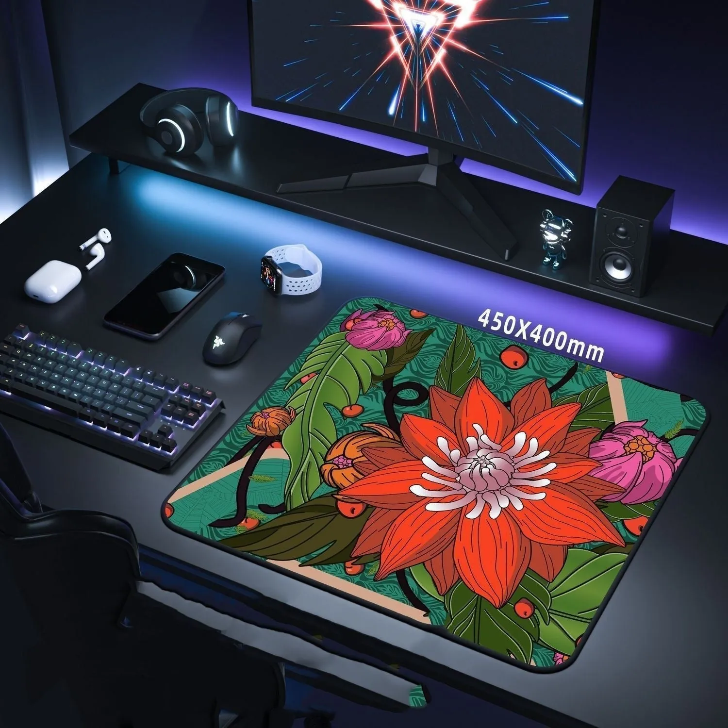 Thickened e-sports mouse pad with fine rice noodle surface and non-slip rubber base, 320x285x3mm
