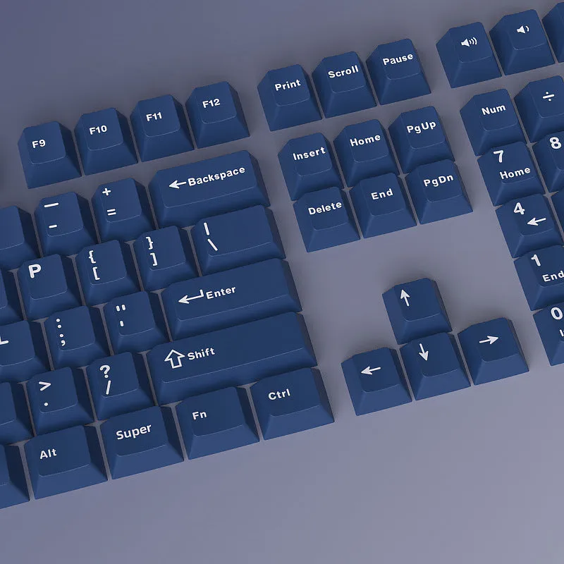 PBT two-tone blue key cap set for mechanical keyboards, sculpted profile, full layout