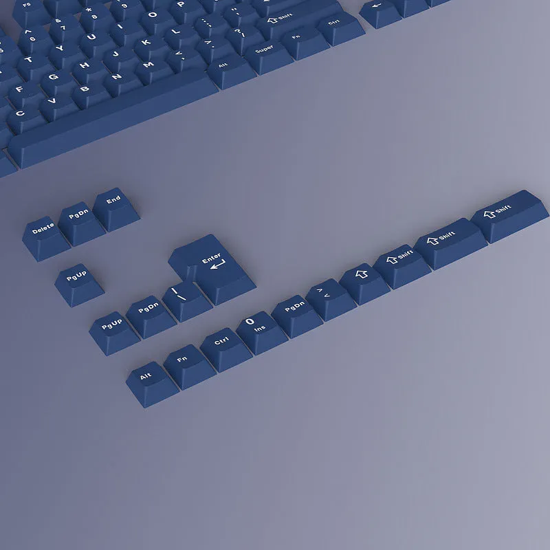 PBT two-tone blue key cap set for mechanical keyboards, sculpted profile, full layout