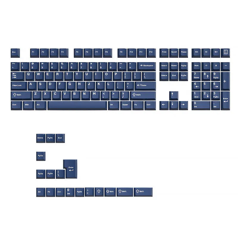 PBT two-tone blue key cap set for mechanical keyboards, sculpted profile, full layout