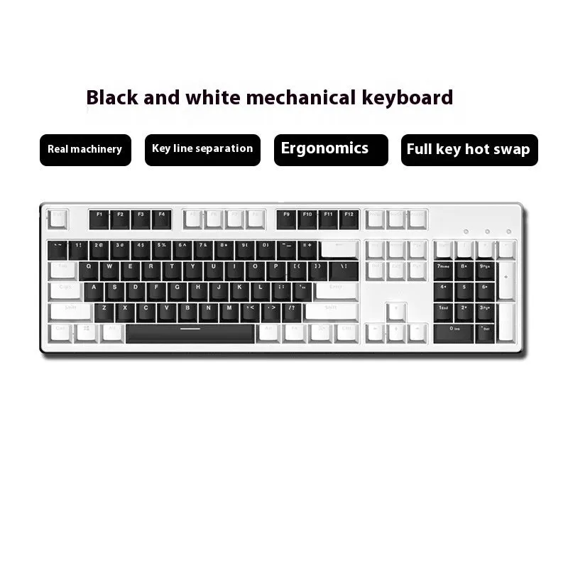 Hot-swap wired mechanical keyboard in white with grey keys, ABS and metal build, 1.6m cable