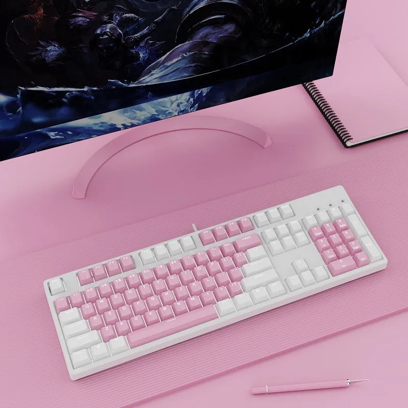 Hot-swap wired mechanical keyboard in white with grey keys, ABS and metal build, 1.6m cable