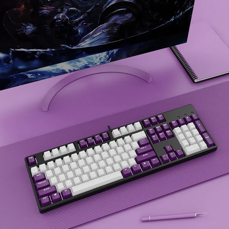 Hot-swap wired mechanical keyboard in white with grey keys, ABS and metal build, 1.6m cable
