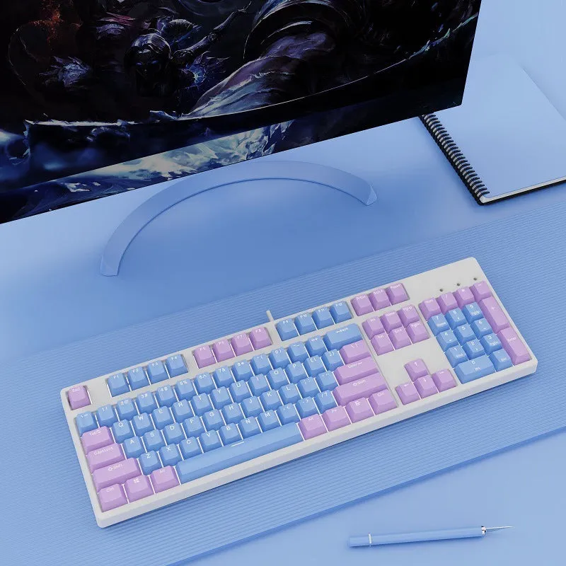 Hot-swap wired mechanical keyboard in white with grey keys, ABS and metal build, 1.6m cable