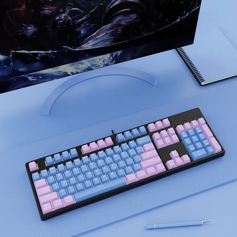 Hot-swap wired mechanical keyboard in white with grey keys, ABS and metal build, 1.6m cable