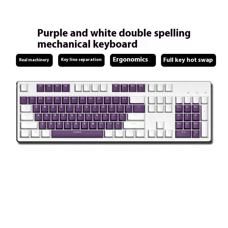 Hot-swap wired mechanical keyboard in white with grey keys, ABS and metal build, 1.6m cable