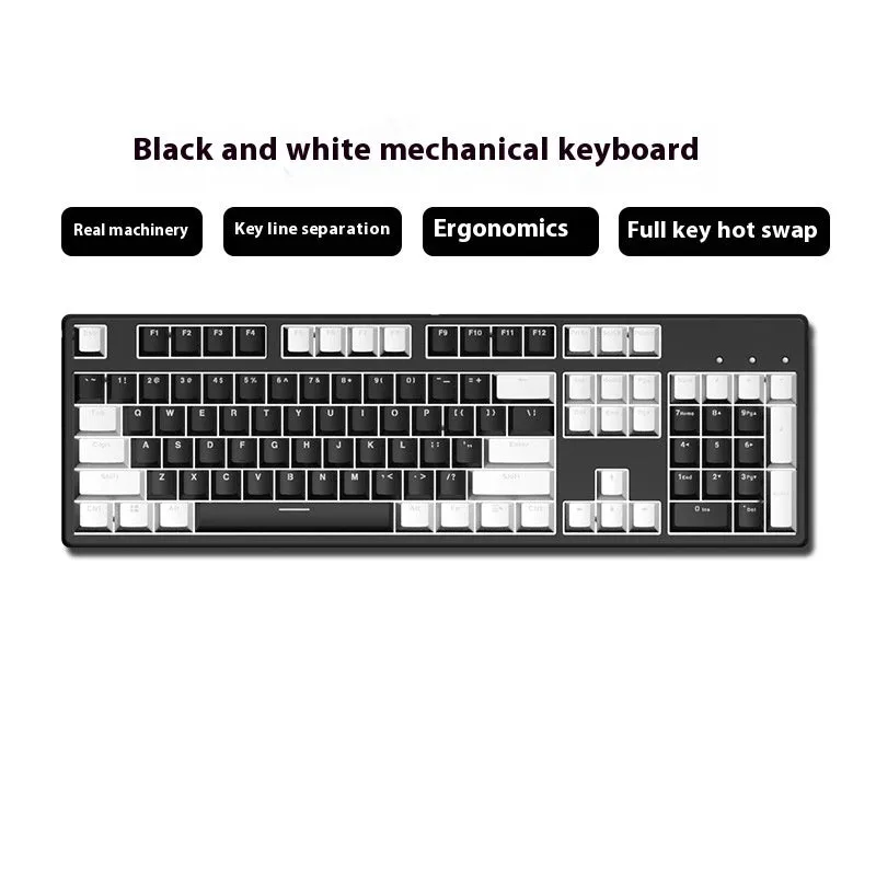 Hot-swap wired mechanical keyboard in white with grey keys, ABS and metal build, 1.6m cable