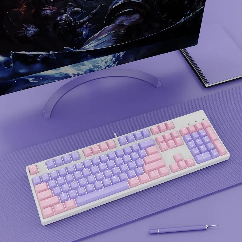 Hot-swap wired mechanical keyboard in white with grey keys, ABS and metal build, 1.6m cable