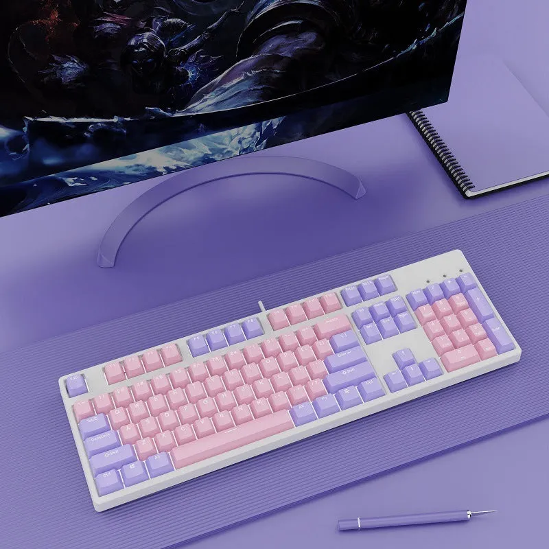 Hot-swap wired mechanical keyboard in white with grey keys, ABS and metal build, 1.6m cable