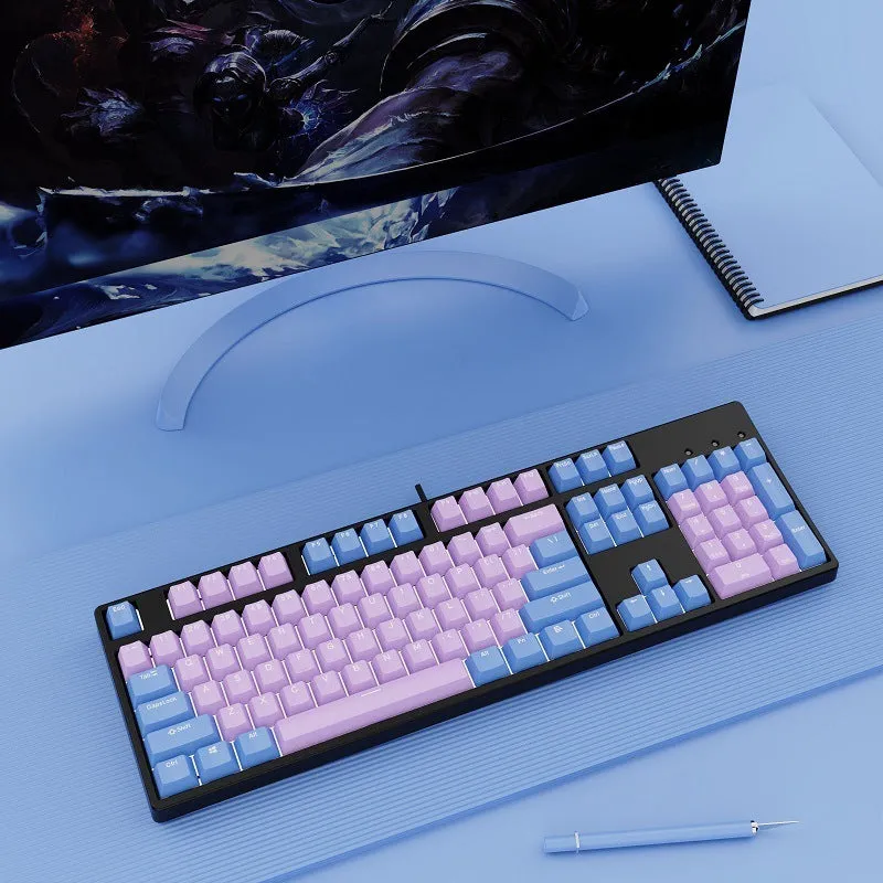 Hot-swap wired mechanical keyboard in white with grey keys, ABS and metal build, 1.6m cable