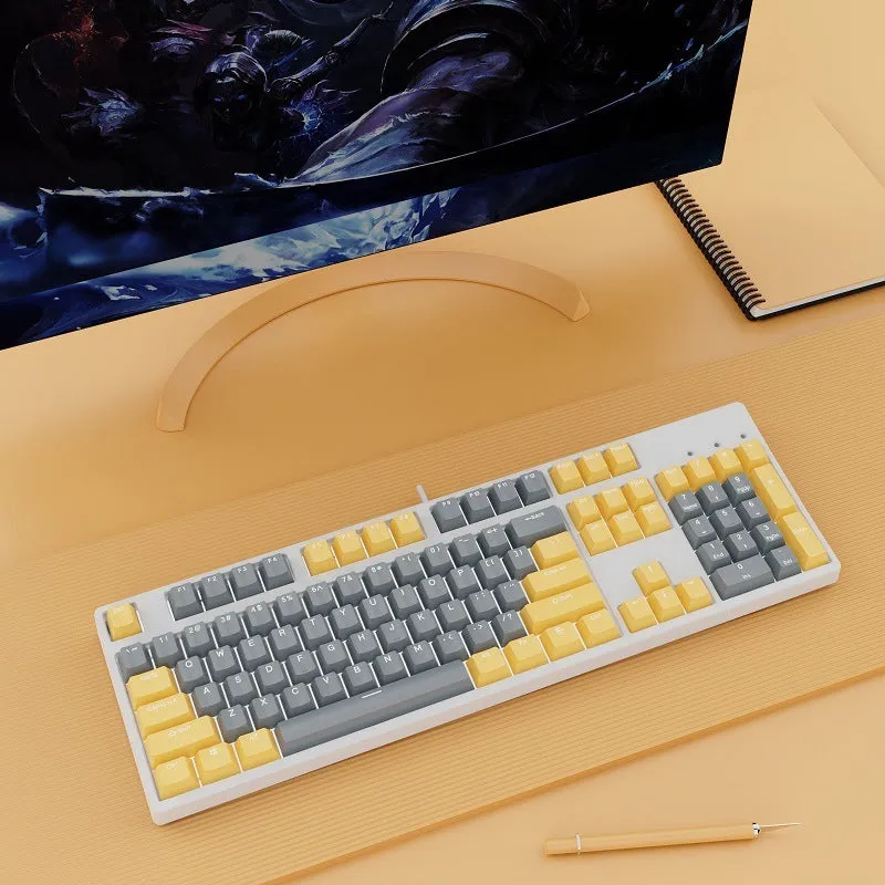 Hot-swap wired mechanical keyboard in white with grey keys, ABS and metal build, 1.6m cable