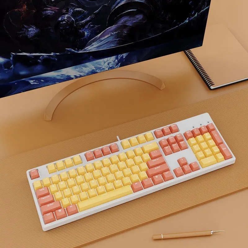 Hot-swap wired mechanical keyboard in white with grey keys, ABS and metal build, 1.6m cable