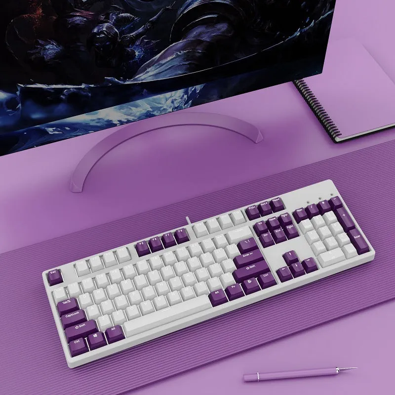 Hot-swap wired mechanical keyboard in white with grey keys, ABS and metal build, 1.6m cable