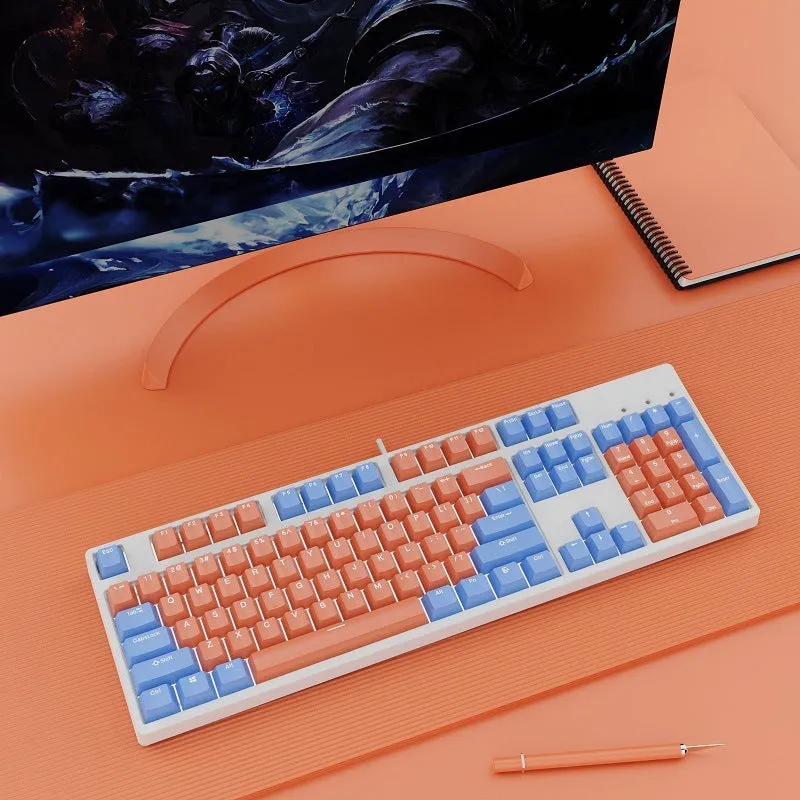 Hot-swap wired mechanical keyboard in white with grey keys, ABS and metal build, 1.6m cable