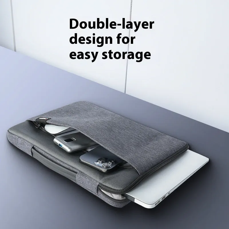 Solid colour polyester notebook computer bag liner with plush finish for 14 or 16 inch devices