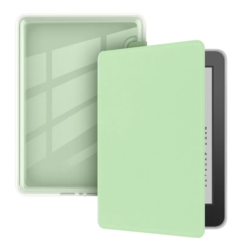 Magnetic acrylic leather flip cover for Kindle Paperwhite, Dark Night Green colour, front view