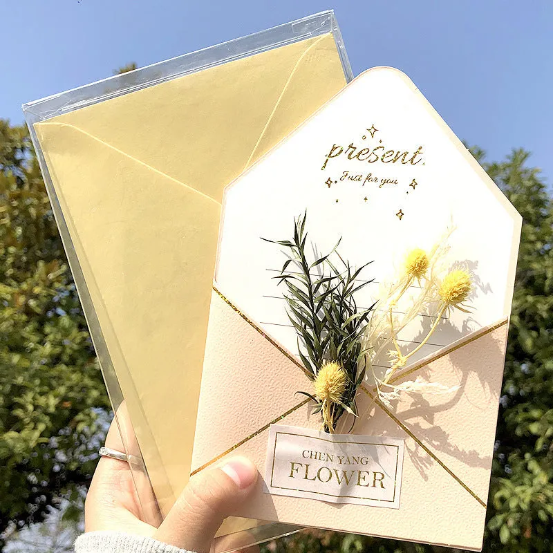 Handmade 3D butterfly birthday card with box, artificial flowers, and hot stamping details.