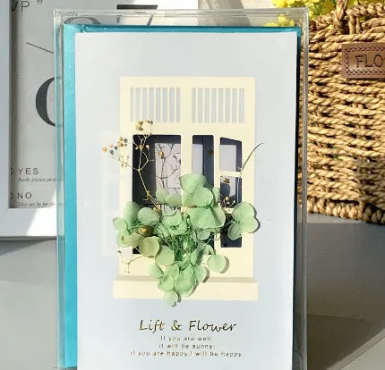 Handmade 3D butterfly birthday card with box, artificial flowers, and hot stamping details.