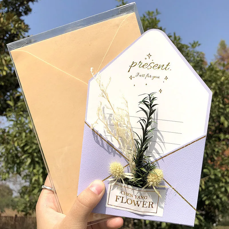 Handmade 3D butterfly birthday card with box, artificial flowers, and hot stamping details.