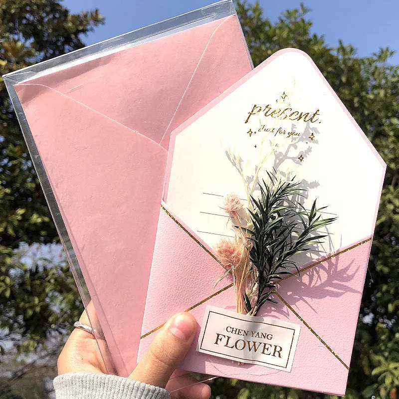 Handmade 3D butterfly birthday card with box, artificial flowers, and hot stamping details.