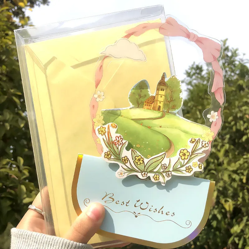 Handmade 3D butterfly birthday card with box, artificial flowers, and hot stamping details.