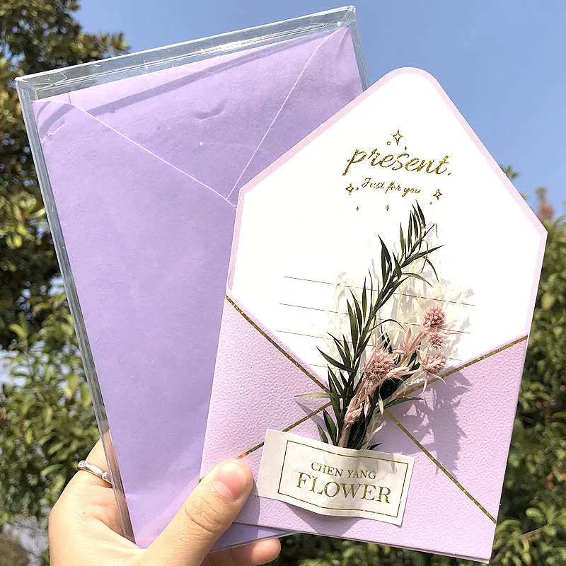 Handmade 3D butterfly birthday card with box, artificial flowers, and hot stamping details.