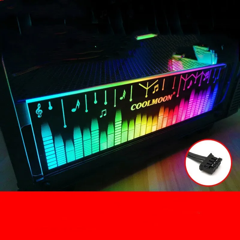 Transverse mounted RGB LED light bar graphics card bracket with AORUS pattern, 25cm length, for computer case decoration