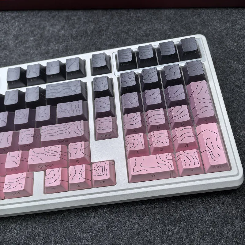 Black Rose Contour Line two-color crack luminous plastic key cap set with black powder colour, 290x160x30mm
