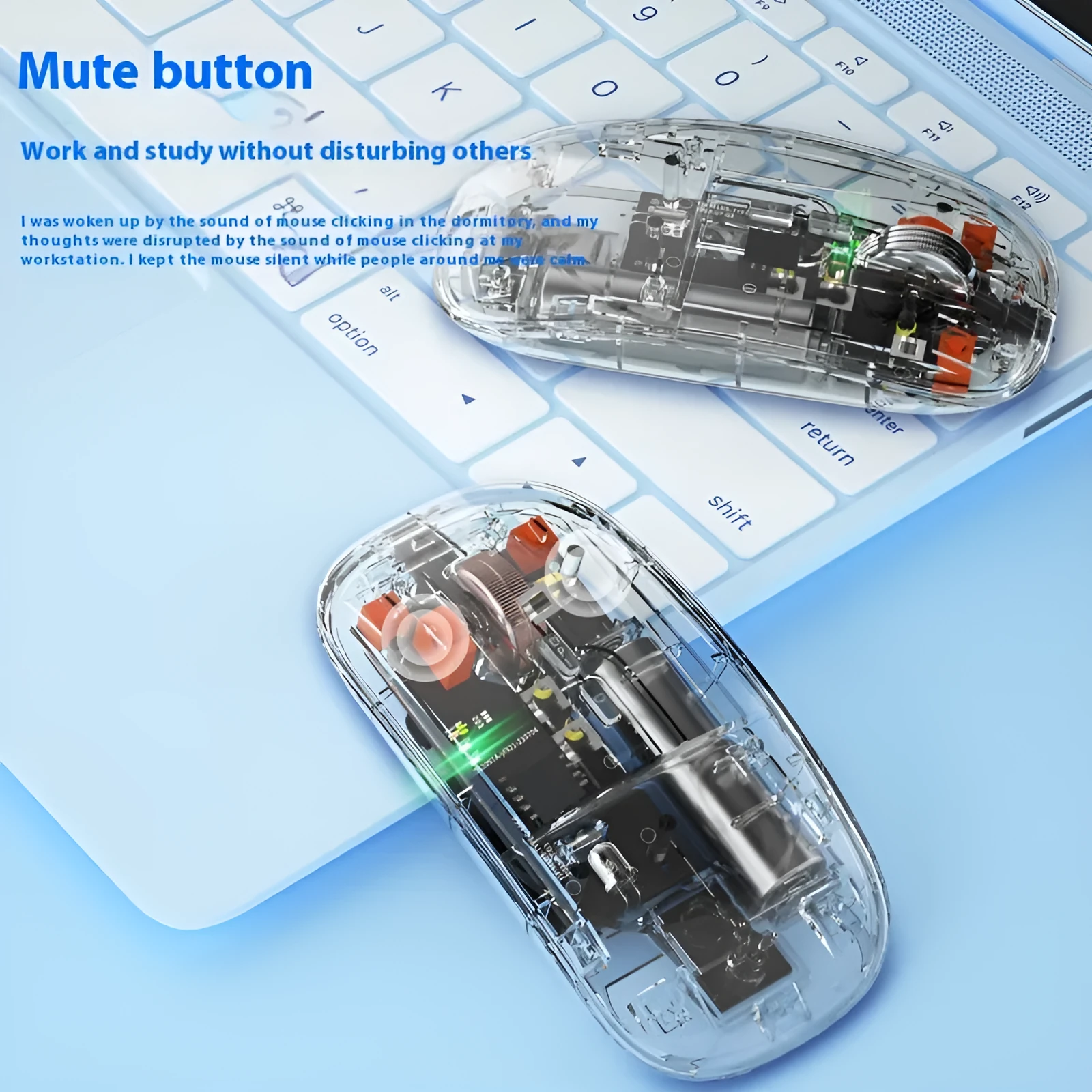 Self-charging Bluetooth mouse in silver with three-mode connection for tablet and laptop use