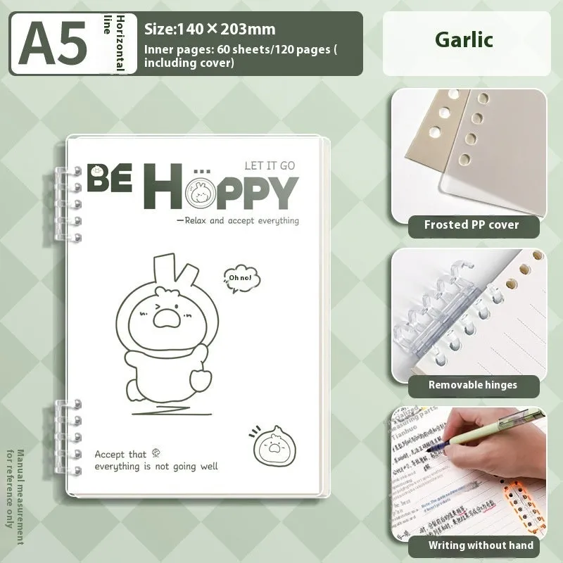 Loose spiral notebook with detachable coil in A4 size, simple fresh design, frosted cover