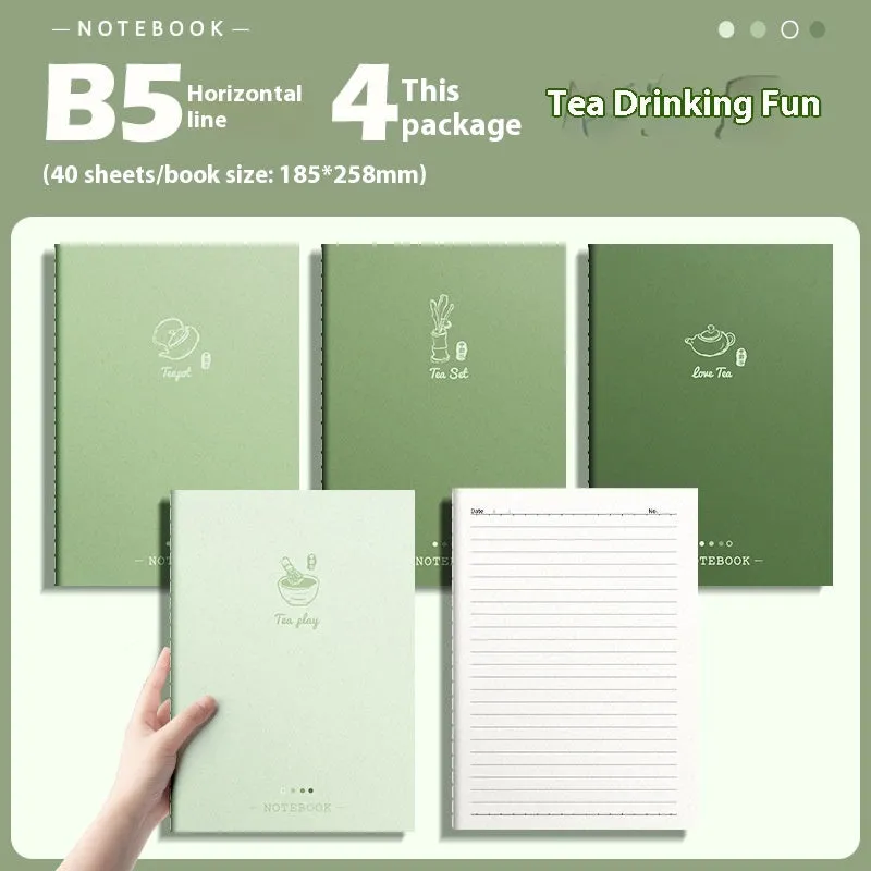 Set of 4 gradient colour notebooks with creative covers for student homework and learning.