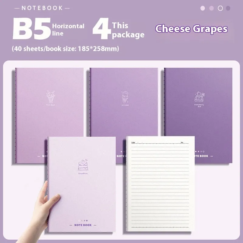 Set of 4 gradient colour notebooks with creative covers for student homework and learning.