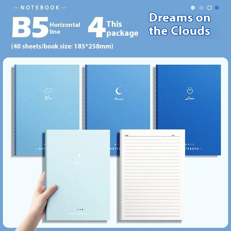 Set of 4 gradient colour notebooks with creative covers for student homework and learning.