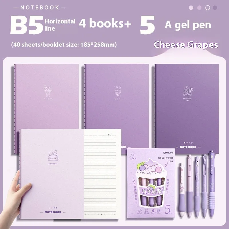 Set of 4 gradient colour notebooks with creative covers for student homework and learning.