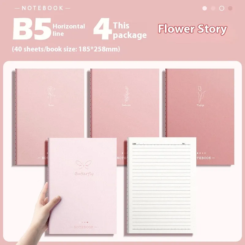 Set of 4 gradient colour notebooks with creative covers for student homework and learning.