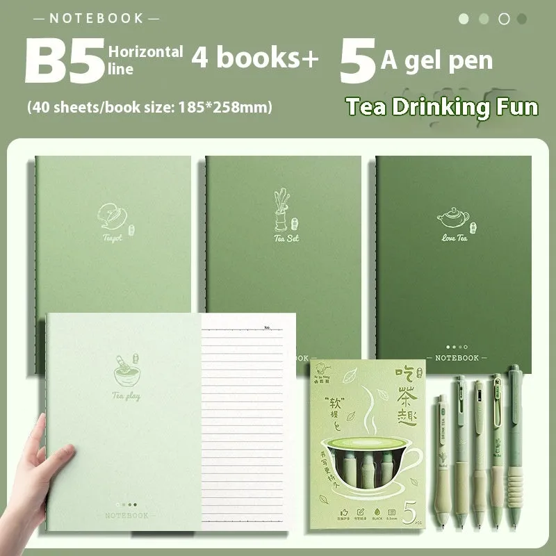 Set of 4 gradient colour notebooks with creative covers for student homework and learning.