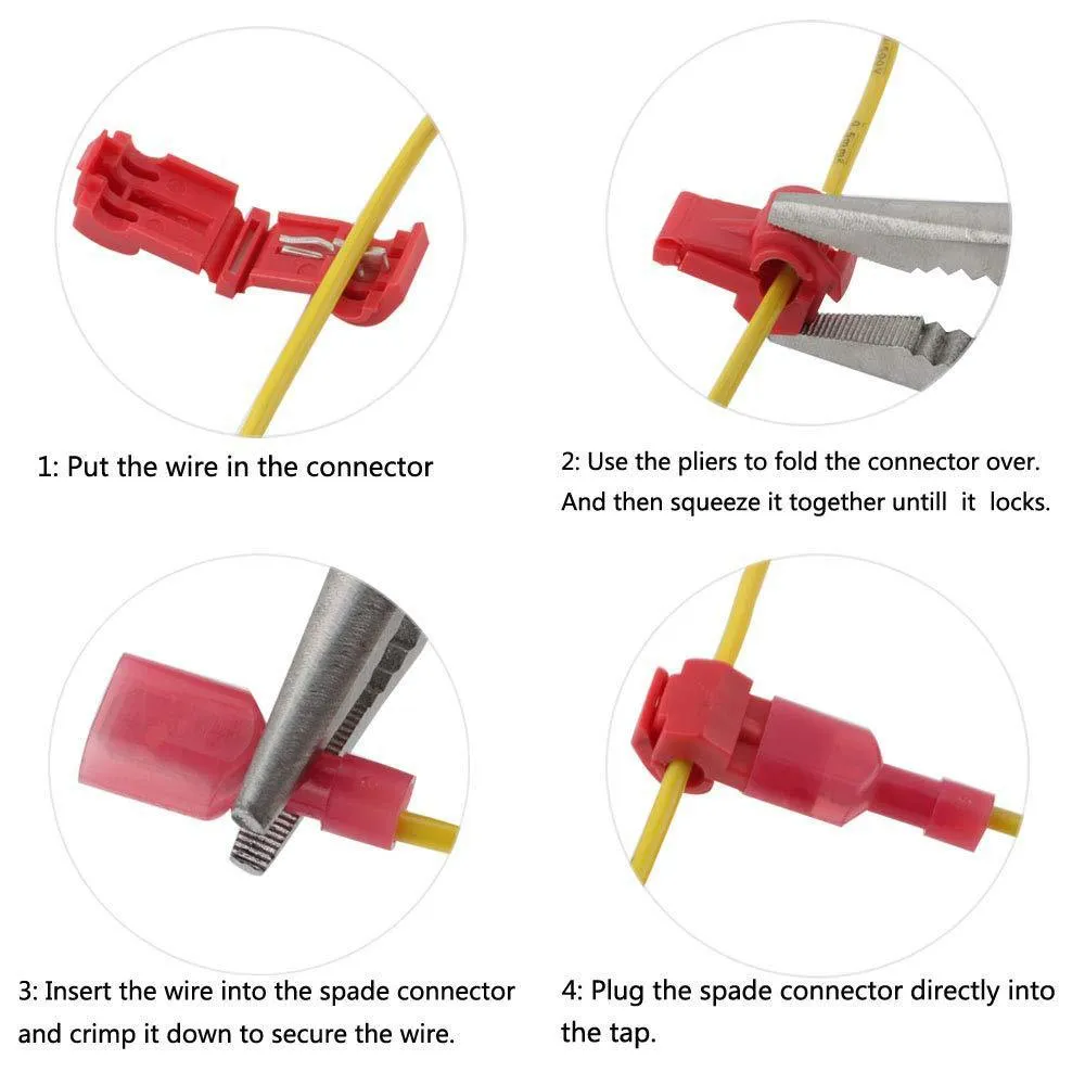 Quick connection box terminal set with red, blue, and yellow PVC connectors on white background