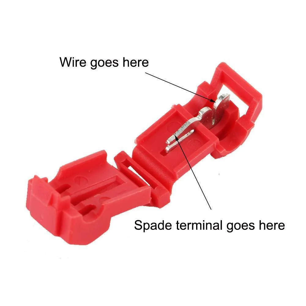 Quick connection box terminal set with red, blue, and yellow PVC connectors on white background