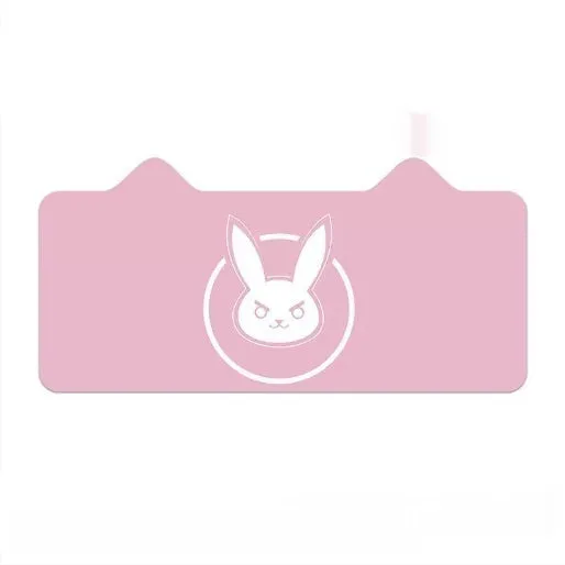 Oversized gaming desk mat with cat ear pattern, natural rubber base, thermal transfer graphics