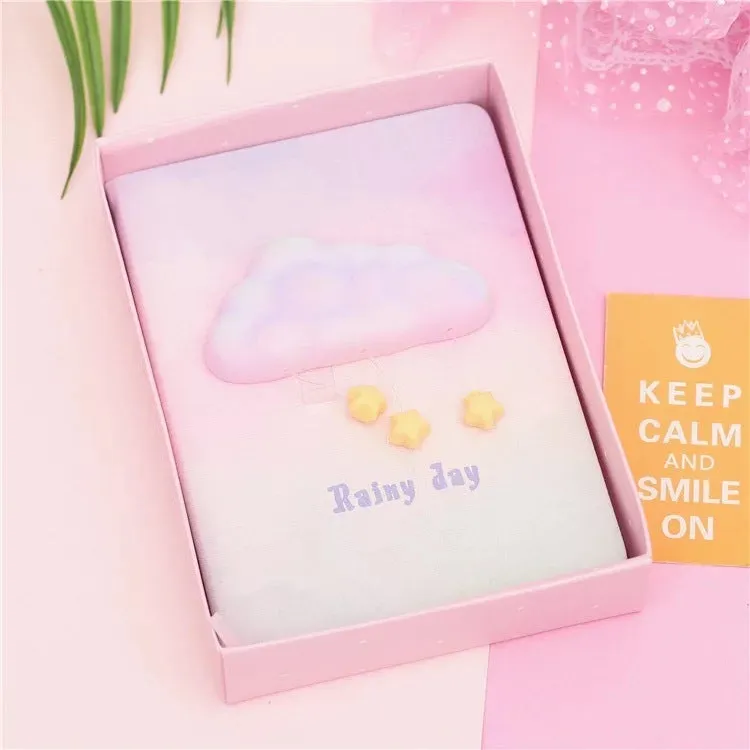 Cloud Bubble Light Notebook with imitation leather cover, wireless binding, and 12x17 cm paper pages in Love or Star colour