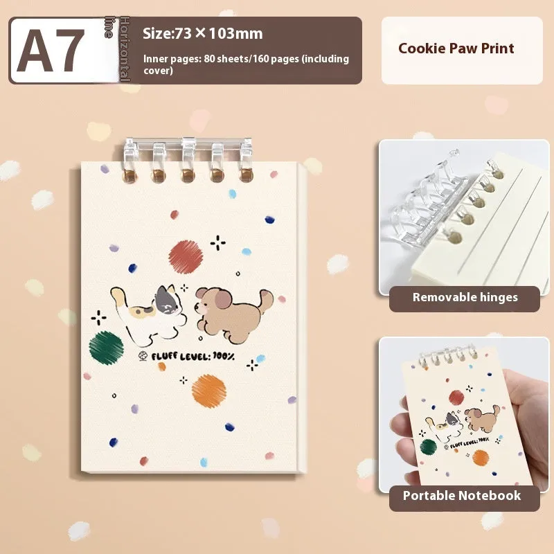 A7 flip-up small notebook 80 sheets 7.3x10.3cm with 5-hole punch in four colour options