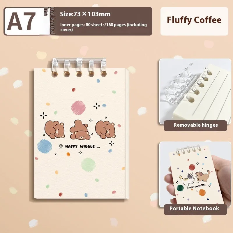 A7 flip-up small notebook 80 sheets 7.3x10.3cm with 5-hole punch in four colour options